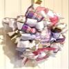 13 Easter Ribbon Wreath "Easter Blessings" Colorful Tailed Bunny Handmade MW4 view 4