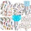 Xigejob Bird Party Decorations Tableware for Bridal Baby Shower Birthday Wedding Summer Tea, Colorful Bird Birthday Party Supplies, Paper Plate, Cup, Napkin, Tablecloth, Cutlery, Serves 24 view 1