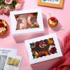TaoBary 100 Pcs 8 Inch Bakery Boxes 8 x 6 x 2.5 Inch Cookie Pastry Boxes with 2 Style Window for Cookie Treat Chocolate Strawberries Cupcakes Candy Muffins(White) view 4