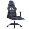 CHARMMA Massage Gaming Chair with Footrest Black&Blue Faux Leather-776 view 2