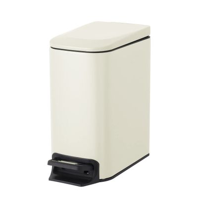 Cesun Small Bathroom Trash Can with Lid Soft Close, Step Pedal, 6 Liter / 1.6 Gallon Stainless Steel Garbage Can with Removable Inner Bucket, Anti-Fingerprint Finish (Creamy White)