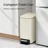 Cesun Small Bathroom Trash Can with Lid Soft Close, Step Pedal, 6 Liter / 1.6 Gallon Stainless Steel Garbage Can with Removable Inner Bucket, Anti-Fingerprint Finish (Creamy White) view 3