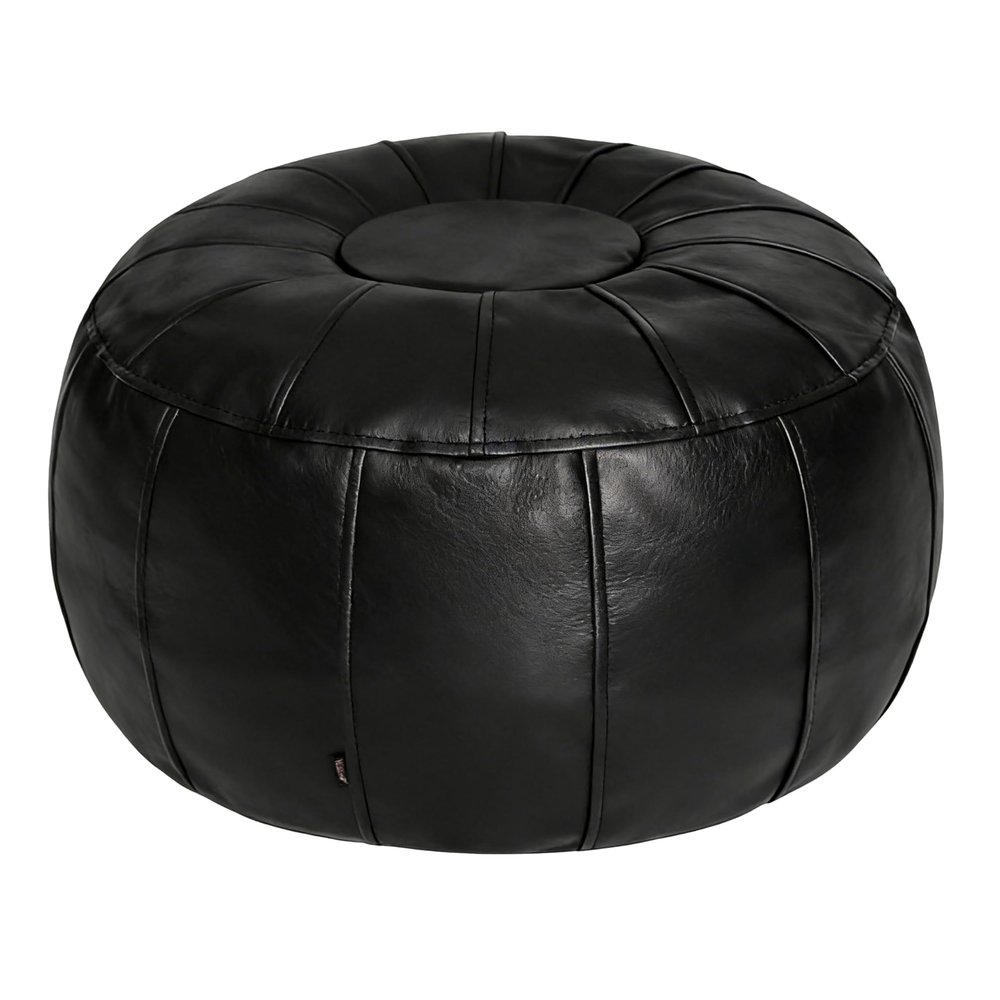 Thgonwid Unstuffed Moroccan Ottoman Pouf Cover, Ottoman Footstool Storage Solution, Bean Bag Chair, Foot Rest, Black