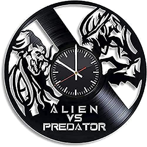 Alien Vs Predator Wall Clock Vinyl Wall Clock Vinyl Record Retro Wall Clock New Year Christmas Birthday Gift Personality Creative Decoration for Home Design by Gift