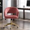 Anwickmak Velvet Cute Upholstered Task Chair Modern Office Home Office Chair Swivel Velvet Desk Accent Armchair Upholstered Modern Tufted Chairs with Gold Base for Girls view 1