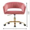 Anwickmak Velvet Cute Upholstered Task Chair Modern Office Home Office Chair Swivel Velvet Desk Accent Armchair Upholstered Modern Tufted Chairs with Gold Base for Girls view 2