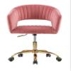 Anwickmak Velvet Cute Upholstered Task Chair Modern Office Home Office Chair Swivel Velvet Desk Accent Armchair Upholstered Modern Tufted Chairs with Gold Base for Girls view 3