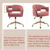 Anwickmak Velvet Cute Upholstered Task Chair Modern Office Home Office Chair Swivel Velvet Desk Accent Armchair Upholstered Modern Tufted Chairs with Gold Base for Girls view 4