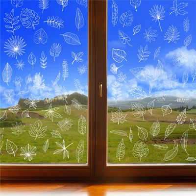 90 PCS Leaf Window Clings - Double Sided White Leaves Stickers - 90 Designs - Reusable Window Decals - Static Clings - Bird Alert - Prevent Bird Strikes