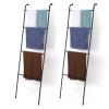 2 Pack Blanket Ladder Decorative Towel Rack Holder for Bathroom, Wall Leaning Metal Drying Quilt Stand for Living Room Bedroom Farmhouse Home Decor, for Women Mom Mother Her Wife - Black view 1