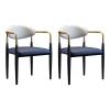 KWOKING Modern Arm Chair Open Back Dining Chair Metal Legs 18'' Hight Milk Tea Beauty Shop Leisure Tea Table Negotiating Meeting Guests Office Table Chair Set White Blue Set of 2 (Faux Leather) view 1