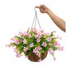 12 Inch Large Home Wedding Party Porch Garden Decoration Chain Hanging Basket Flower Silk Artificial Magnolias (Slight Pink) view 1