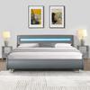 Anwickmak Modern Low Profile Platform Bed Frame, Faux Leather Upholstered Platform Bed Frame with LED Headboard and Curve Design, Wood Slat Support, No Box Spring Needed, Easy Assemble (Grey, Queen) view 3