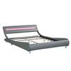Anwickmak Modern Low Profile Platform Bed Frame, Faux Leather Upholstered Platform Bed Frame with LED Headboard and Curve Design, Wood Slat Support, No Box Spring Needed, Easy Assemble (Grey, Queen) view 4