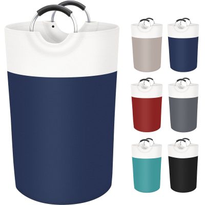 BlissTotes 115L Laundry Basket, Freestanding Laundry Hamper, Collapsible Dirty Clothes Hamper, Waterproof Fabric with Foam Protected Aluminum Handles for College, Dorm, Family (Blue)