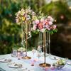 2Pcs 27.6 inches Gold Flower Vases with Chandelier Crystal Wedding Centerpieces for Tables, Gold Metal Flower Stand Arrangement, Bulk Metal Centerpieces Vases for Party Reception Ceremony Decoration view 3
