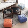 OLOTU Footstool Waterproof and Stain Resistant Ottomans Large Square Stool Foot Rest with Golden Button Sofa Stool with Leather Seating Couch Ergonomic view 4