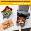 Air Fryer Silicone Liners 10 Quart for Ninja DZ550GY DZ550/DZ401/DZ302 Foodi DualZone XL 2-Basket,MMH 2PCs Reusable Rectangle Baking Tray Replacement Accessories for Ninja/Cosori 9-10QT Airfryer,Red view 3