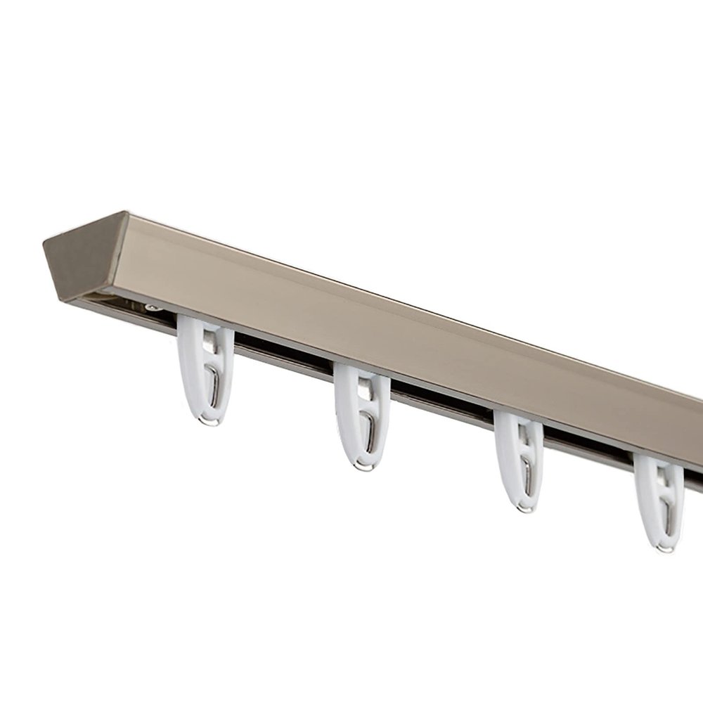 WDJBPSH V-Shaped Curtain Rail Champagne, Ultra-Thin Privacy Curtain Sliding Track with Hook, Ceiling Mount Room Divider/Window Rods (Size : 11ft/3.4m)