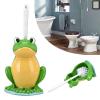 Animal Toilet Brush Set, Cute Resin Frog Shape Toilet Brush Bathroom Cleaning Brush with Holder Bowl Standing Toilet Brush Set view 4