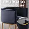 RIVOVA Contemporary Black Velvet Bar Stools Set of 3, 24" Upholstered Fabric Counter Height Barstools Kitchen Counter Island Stools with Screwed Together Golden Metal Base view 4