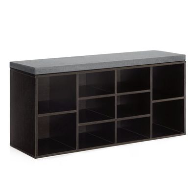 Dopinmin Shoe Storage Bench with 10 Adjustable Cubbies Entryway Bench with Shelves 3-Tier Shoe Rack Bench for Living Room Bedroom Multi-Functional Storage Solution for Shoes and Accessories,Black