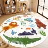 Abeigoi Kids Rug Carpet - 5.2Ft Round Zoo Animal Play Mat, Jungle Wildland Animal Area Rug for Boys Girls Bedroom Playroom Classroom, Nonslip Soft Washable Floor Carpet for Nursery Decor view 1