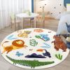 Abeigoi Kids Rug Carpet - 5.2Ft Round Zoo Animal Play Mat, Jungle Wildland Animal Area Rug for Boys Girls Bedroom Playroom Classroom, Nonslip Soft Washable Floor Carpet for Nursery Decor view 4