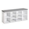 Dopinmin Shoe Storage Bench with 10 Adjustable Cubbies, Entryway Bench with Shelves 3-Tier Shoe Rack Bench for Hallway Living Room Bedroom Multi-Functional Storage Solution for ShoesWhite view 1