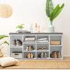 Dopinmin Shoe Storage Bench with 10 Adjustable Cubbies, Entryway Bench with Shelves 3-Tier Shoe Rack Bench for Hallway Living Room Bedroom Multi-Functional Storage Solution for ShoesWhite view 2