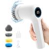 Electric Spin Scrubber, Power Cleaning Brush Shower Scrubber with Digital Display and 4 Replaceable Heads, 2 Adjustable Speeds, Electric Scrubber Brush for Cleaning Bathroom Tile Floor Bathtub Window view 1