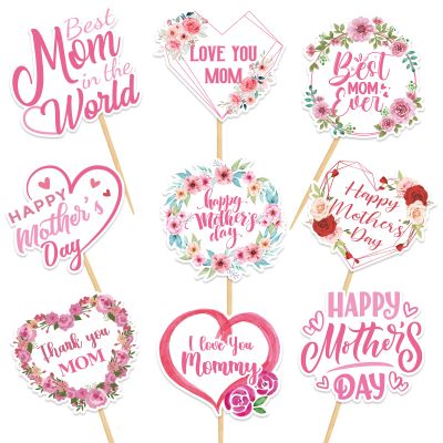 144PCS Mothers Day Cupcake Toppers Toothpicks  Happy Mom Day Cocktail Appetizer Cake Decorations Party Supplies Picks