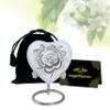 Rose Heart Keepsake Urn for Human Ashes Floral Mini Memorial Urn with Stand & Velvet Gift Box (White) view 3