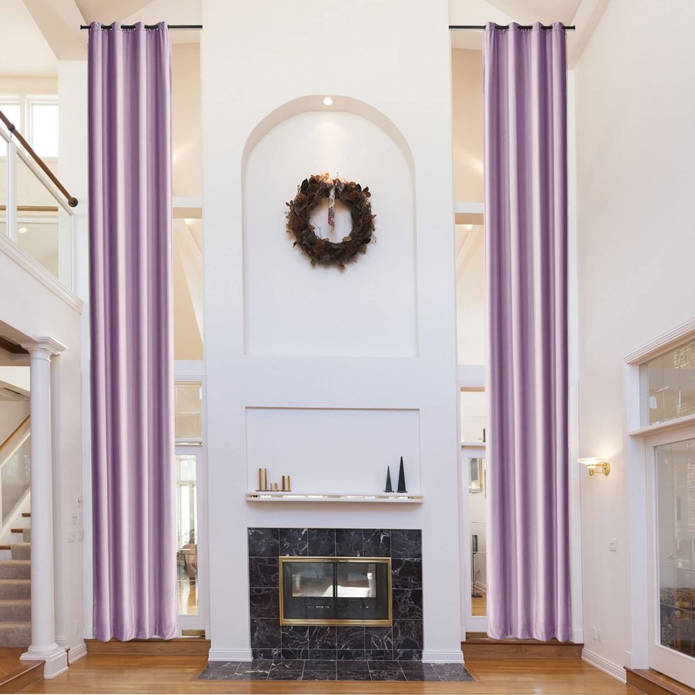 Fcosie 192 Inches Long Thick Thermal Insulated Velvet Curtains Grommet Top Extra Long Velvet Drapes for High Ceiling Room Darkening Window Curtains Drapery Draperies, Violet, 50" W by 192" L, 1 PC