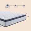 12" Memory Foam Hybrid Pocket Coil Mattress, Euro Hybrid Tight Top Mattress for Adults Teens, Queen view 2