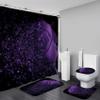 Yddsky 4 Pcs Purple Rose Shower Curtain Sets with Rugs Black Bathroom Sets with Shower Curtain and Rugs Modern Bathroom Curtains Shower Set with Toilet Lid Cover for Women Bathroom Decor Accessories view 1