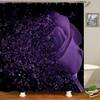 Yddsky 4 Pcs Purple Rose Shower Curtain Sets with Rugs Black Bathroom Sets with Shower Curtain and Rugs Modern Bathroom Curtains Shower Set with Toilet Lid Cover for Women Bathroom Decor Accessories view 2