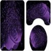 Yddsky 4 Pcs Purple Rose Shower Curtain Sets with Rugs Black Bathroom Sets with Shower Curtain and Rugs Modern Bathroom Curtains Shower Set with Toilet Lid Cover for Women Bathroom Decor Accessories view 4