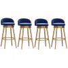 Natliedop Bar Stools Round Velvet Bar Chair Kitchen Breakfast Round Dining Chair, 360 Swivel, with Footrest and Back, Height - 25.6in/ 65cm view 1