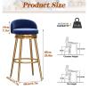 Natliedop Bar Stools Round Velvet Bar Chair Kitchen Breakfast Round Dining Chair, 360 Swivel, with Footrest and Back, Height - 25.6in/ 65cm view 2