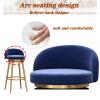 Natliedop Bar Stools Round Velvet Bar Chair Kitchen Breakfast Round Dining Chair, 360 Swivel, with Footrest and Back, Height - 25.6in/ 65cm view 4