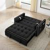 3 in 1 Sleeper Sofa Couch Bed, Small Tufted Velvet Convertible Loveseat Futon Sofa w/Pullout Bed, Adjustable Backrest, Cylinder Pillows for Living Room Apartment, Easy to Assemble, Black, 55.5" view 3