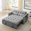 3 in 1 Sleeper Sofa Couch Bed, Small Tufted Velvet Convertible Loveseat Futon Sofa w/Pullout Bed, Adjustable Backrest, Cylinder Pillows for Living Room Apartment, Easy to Assemble, Grey, 55.5" view 1