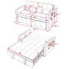 3 in 1 Sleeper Sofa Couch Bed, Small Tufted Velvet Convertible Loveseat Futon Sofa w/Pullout Bed, Adjustable Backrest, Cylinder Pillows for Living Room Apartment, Easy to Assemble, Grey, 55.5" view 2