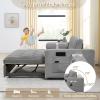 3 in 1 Sleeper Sofa Couch Bed, Small Tufted Velvet Convertible Loveseat Futon Sofa w/Pullout Bed, Adjustable Backrest, Cylinder Pillows for Living Room Apartment, Easy to Assemble, Grey, 55.5" view 4