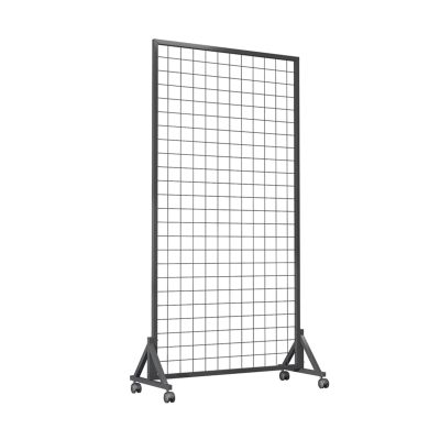 LXBAMKEA Floor Standing Gridwall, Mesh Display Panel, Retail Display Stands, Home Shopfitting, Shop Market Fair Storage Shelving, Wire Grid Wall Display Rack with Wheels (Color : Black, Size : 50x17