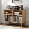 Cozy Castle Record Player Stand with Vinyl Storage Cabinet, Wood Turntable Table Open Shelf Holder Up to 350 Albums Cube Storage Organizer for Living Room, Office, Oak view 1