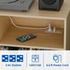 Cozy Castle Record Player Stand with Vinyl Storage Cabinet, Wood Turntable Table Open Shelf Holder Up to 350 Albums Cube Storage Organizer for Living Room, Office, Oak view 2