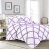 Luxury Diamond Ruffle Dual-Tone Duvet Cover 5 Piece Set with Zipper Closure, 100% Egyptian Cotton & 400TC Comforter/Quilt Cover Bedding Set - Lavender Solid, Full Size. view 1