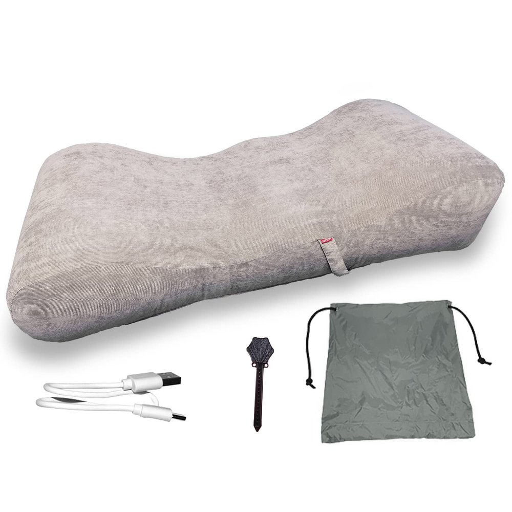 PHASFBJ Portable Inflatable Chair, Inflatable Lounger Air Sofa with Carrying Pouch,Automatic Inflatable Sofa, Comfortable Beach Chair for Adults and Kids Backyard Camping,Corduroy Grey